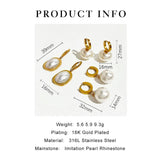 Peri'sbox Pearl Earrings Collection Stainless Steel Dangle Pearls Hoop