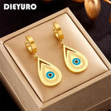 316L Stainless Steel Water Drop Eyes Hoop Earrings Vintage Girls Jewelry