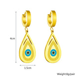 316L Stainless Steel Water Drop Eyes Hoop Earrings Vintage Girls Jewelry