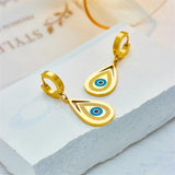 316L Stainless Steel Water Drop Eyes Hoop Earrings Vintage Girls Jewelry