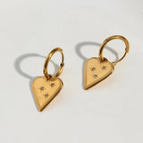 Stainless Steel Star Crystal Heart Charm Earrings Necklace Set