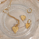 Stainless Steel Star Crystal Heart Charm Earrings Necklace Set