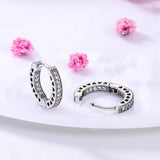 925 Sterling Silver Hoop Earrings Star Heart Snake Pattern Round Shape
