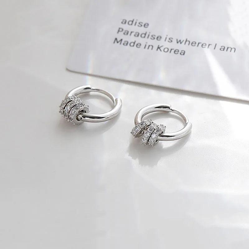 Silver Hiphop Round Circle Hoop Earrings Small Jewelry