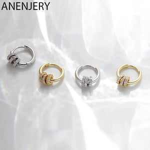 Silver Hiphop Round Circle Hoop Earrings Small Jewelry