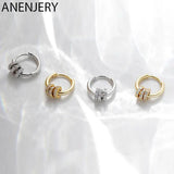Silver Hiphop Round Circle Hoop Earrings Small Jewelry