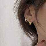 Silver Hiphop Round Circle Hoop Earrings Small Jewelry