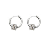 Silver Hiphop Round Circle Hoop Earrings Small Jewelry