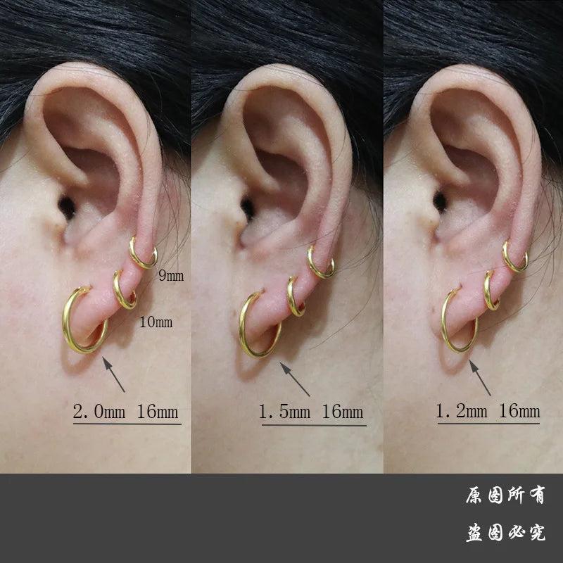 925 Sterling Silver Golden Hoop Earrings Plated Round Circle Earrings