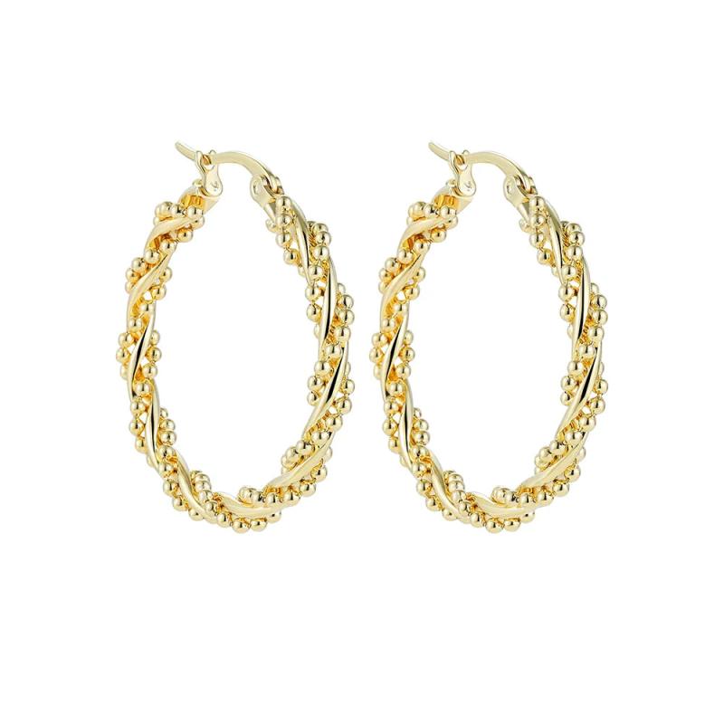 Stainless Steel Plated Twist Hoop Earrings for Women