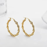 Stainless Steel Plated Twist Hoop Earrings for Women