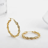 Stainless Steel Plated Twist Hoop Earrings for Women