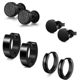 4 Pairs Stainless Steel Huggie Hoop Earrings for Men Women