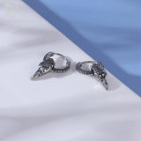 Punk Stainless Steel Hoop Earrings Skull Cross Wings Tiger Dangle Rock Vintage