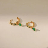Multicolor Zircon Water Drop Hoop Earrings Stainless Steel Piercing Jewelry