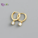 925 Silver Crystal Pendant Hoop Earrings for Women