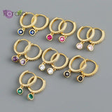 925 Silver Crystal Pendant Hoop Earrings for Women