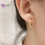 925 Silver Crystal Pendant Hoop Earrings for Women