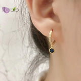 925 Silver Crystal Pendant Hoop Earrings for Women