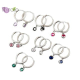 925 Silver Crystal Pendant Hoop Earrings for Women