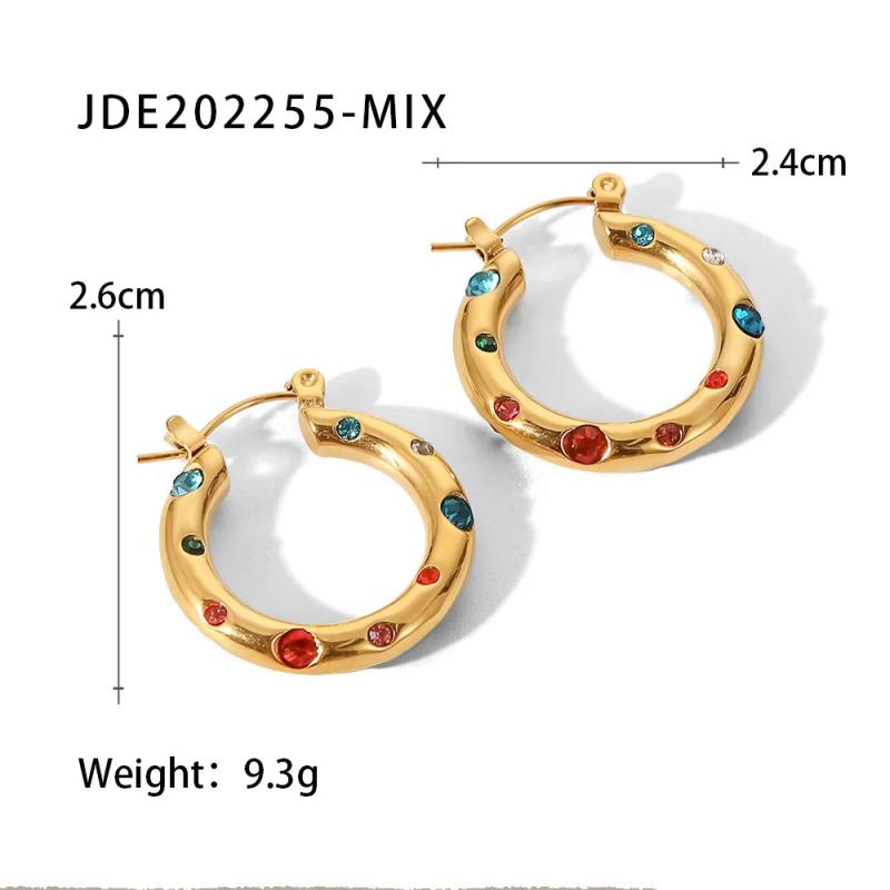 Uworld Colorful Zircon Pearl Paved Chunky Hoop Earrings