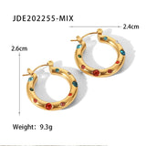 Uworld Colorful Zircon Pearl Paved Chunky Hoop Earrings