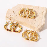 Uworld Colorful Zircon Pearl Paved Chunky Hoop Earrings