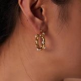 Uworld Colorful Zircon Pearl Paved Chunky Hoop Earrings