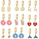 Donut Ice Cream Fish Tail Earrings Enamel Dangle Ear Rings