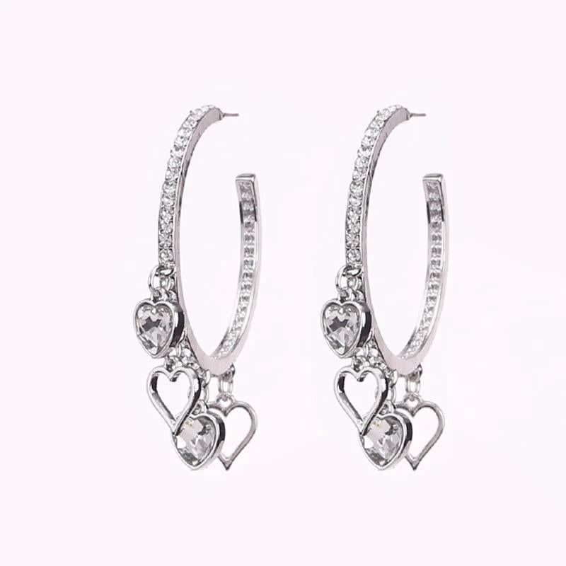 Bohemian Crystal Heart Clip Earrings Multicolor Bridal Jewelry