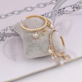 Bohemian Crystal Heart Clip Earrings Multicolor Bridal Jewelry
