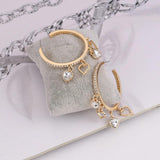 Bohemian Crystal Heart Clip Earrings Multicolor Bridal Jewelry