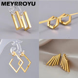 Geometric Hoop Earrings for Women, Stainless Steel