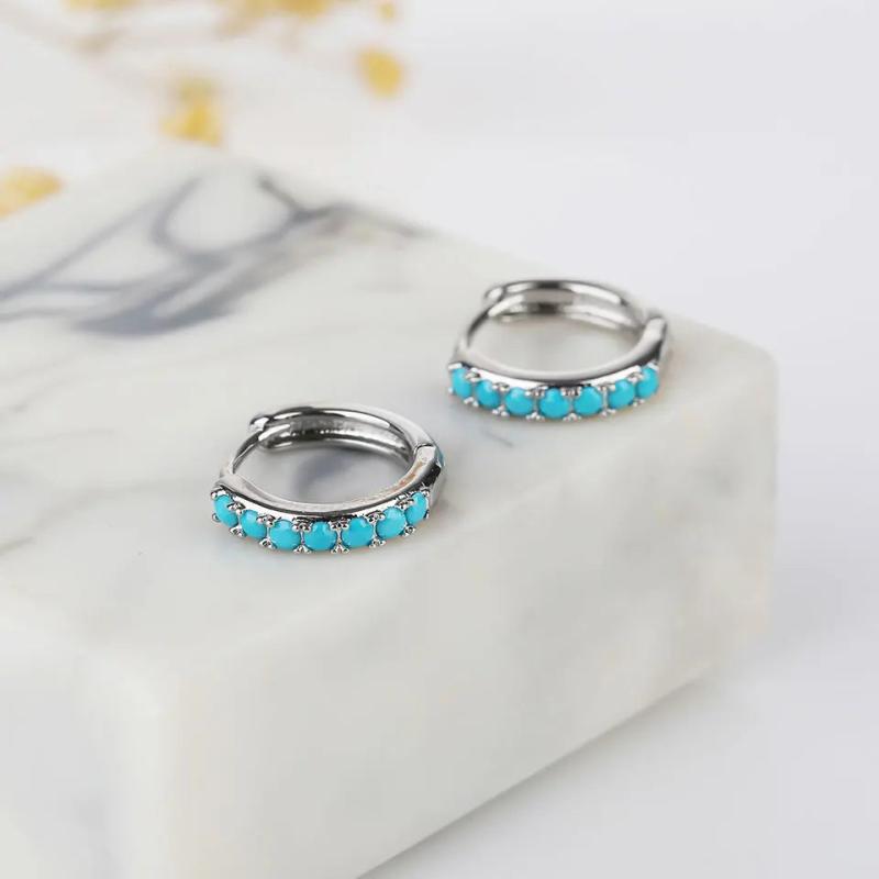 Geometric CZ Circle Hoop Earrings for Women Anniversary Gift