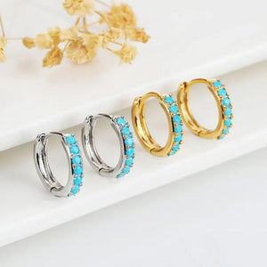 Geometric CZ Circle Hoop Earrings for Women Anniversary Gift