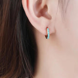 Geometric CZ Circle Hoop Earrings for Women Anniversary Gift