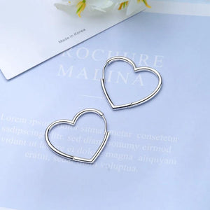 Heart Hoop Earrings 925 Sterling Silver Gift For Women Girls Lady