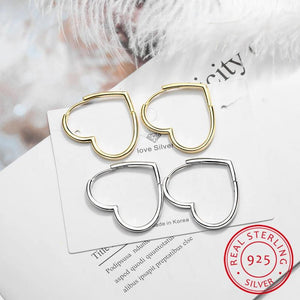 Heart Hoop Earrings 925 Sterling Silver Gift For Women Girls Lady