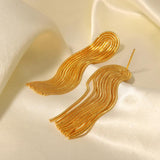 Uworld Stainless Steel Exaggerated Tassel Earring Texture Jewelry