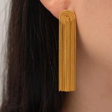Uworld Stainless Steel Exaggerated Tassel Earring Texture Jewelry