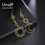 Sun Moon Earrings Long Statement Earring Boho Hippie Jewelry