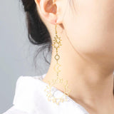 Sun Moon Earrings Long Statement Earring Boho Hippie Jewelry