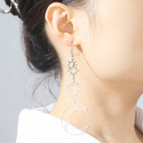 Sun Moon Earrings Long Statement Earring Boho Hippie Jewelry