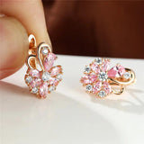 Butterfly Flower Earrings Rose Wedding Rainbow Crystal Zircon Hoop Earrings