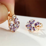 Butterfly Flower Earrings Rose Wedding Rainbow Crystal Zircon Hoop Earrings