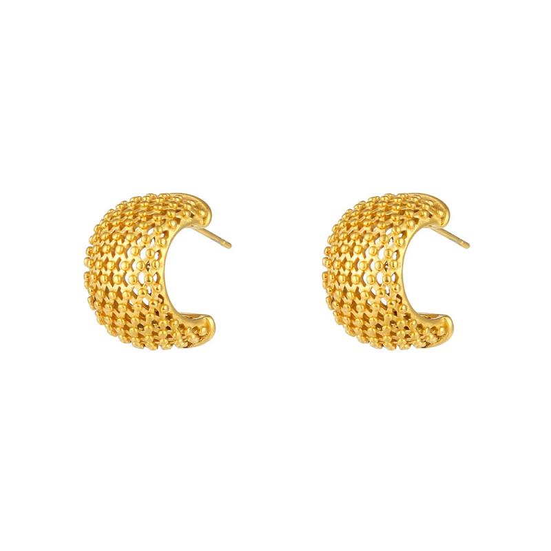 Metal Mesh Chunky Hoops Statement Earring Stainless Steel