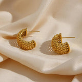 Metal Mesh Chunky Hoops Statement Earring Stainless Steel