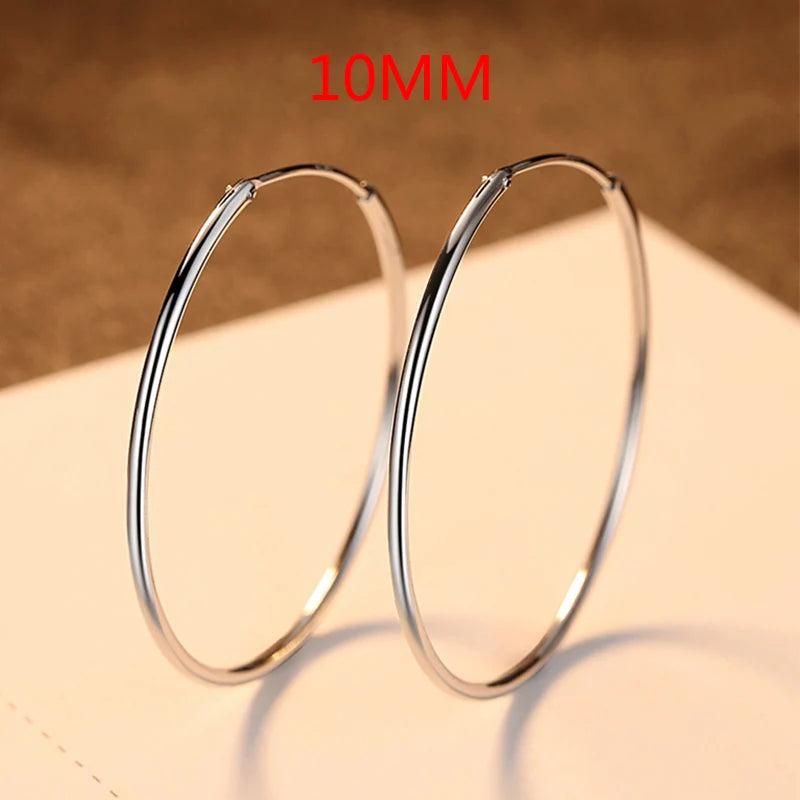 925 Silver Hoop Earrings for Women Jewelry, Various Sizes Available