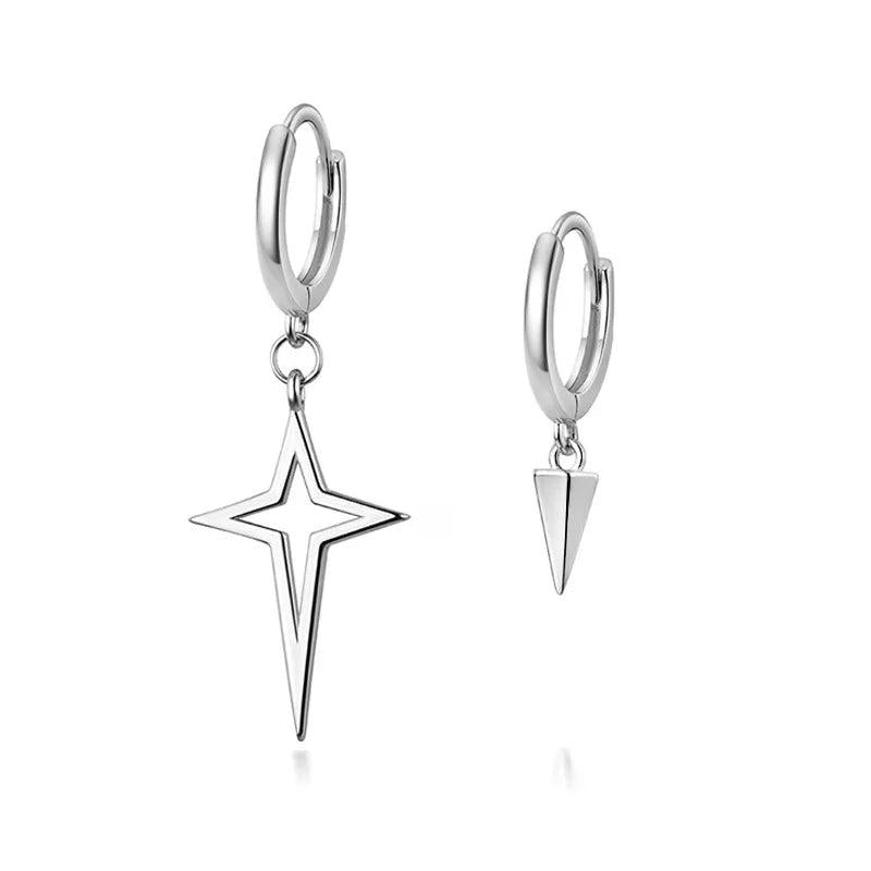 TrustDavis 925 Sterling Silver Asymmetrical Cross Cone Hoop Earrings for Women