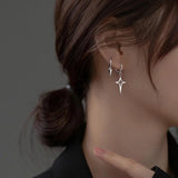 TrustDavis 925 Sterling Silver Asymmetrical Cross Cone Hoop Earrings for Women